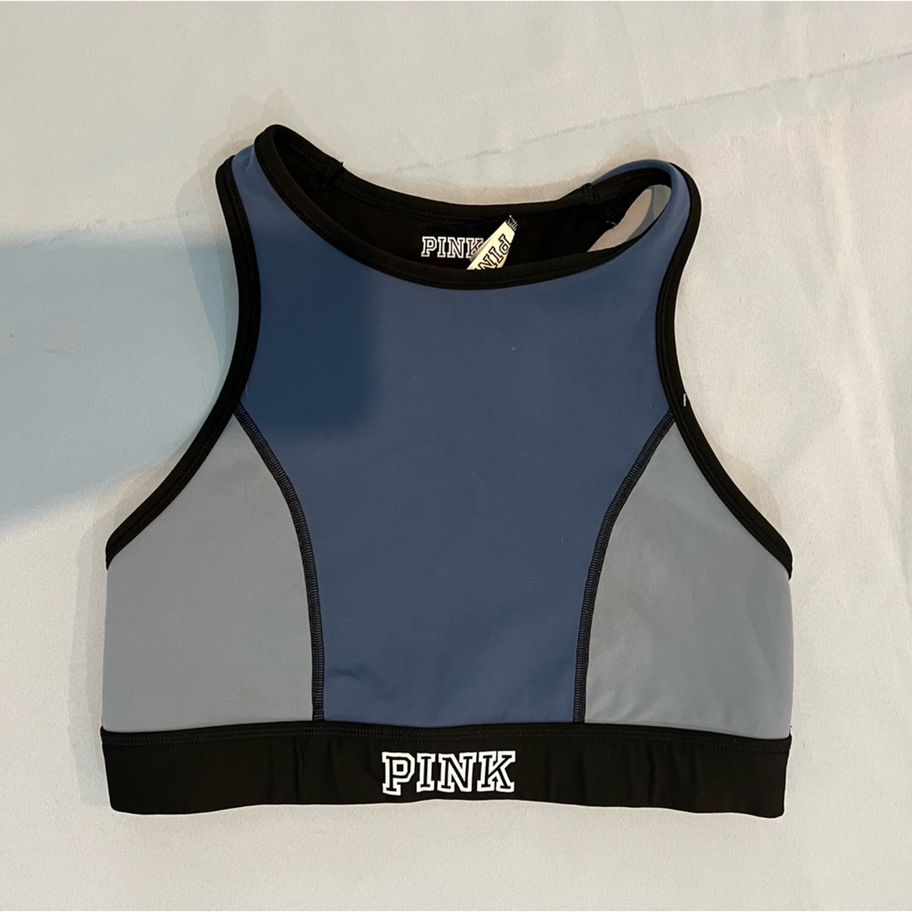 Victoria’s Secret PINK two toned blue racer back sport bra tank top | MEDIUM